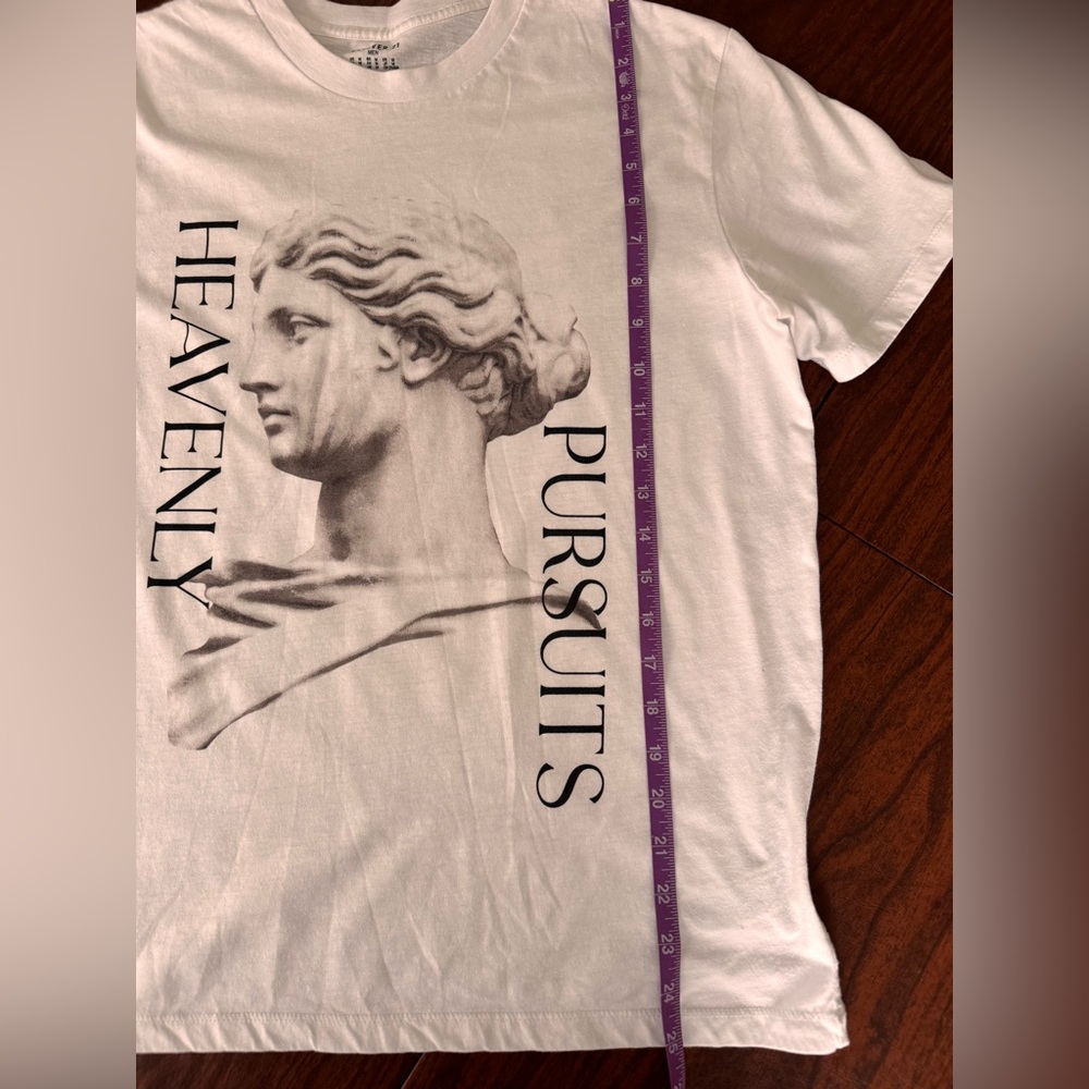 Forever 21 White 'Heavenly Pursuits' Cotton Graphic Tee - Size M - Picture 5 of 7